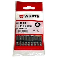 WüRth 10X TX25 Bit 1/4 Zoll X 26Mm Tx 25 C 6,3 Antrieb Schrauben 06143125