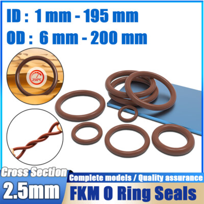 Metric Vitons Rubber FKM O Ring Seals 2.5mm Cross Section 1mm-195mm ID ,6mm-200m