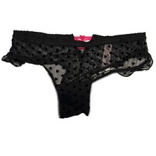 NWT VICTORIA'S SECRET Cheeky Pantie Sz XS-S-M-L-XL Black Mesh Velvet Hearts Pink