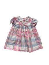 Plaid Chaps Baby Dress 6M Pink & Blue Short Sleeve #8483