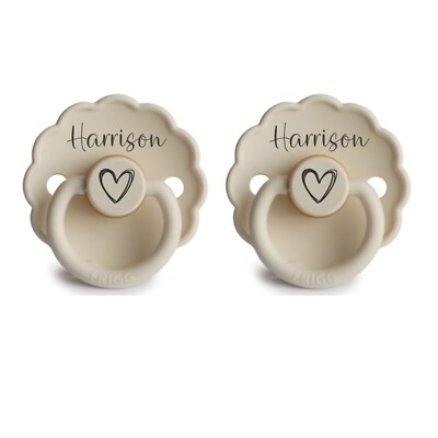 NATURKAUTSCHUK, *2ER PACK* PERSONALISIERTER SCHNULLER SCHNULLER, NAME & HERZ