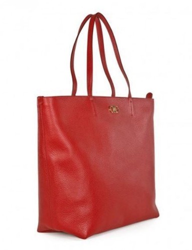 Salvatore Ferragamo Gina Pebbled Leather Satchel Tote Red - Picture 2 of 8