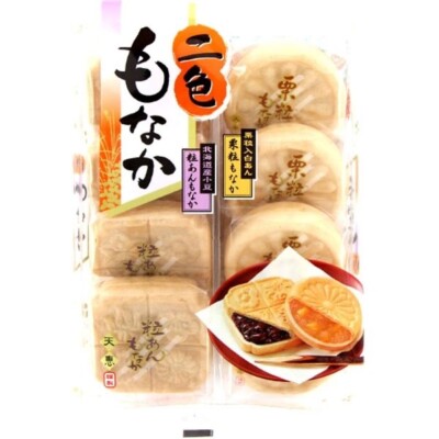 Hokkaido 2-Color Ogura Monaka 天恵 二色もなか Japanese Red Bean Adzuki Chestnut Cake -L