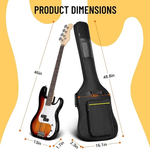 Bass Guitar Bag Gig Bag 0.3In Padding Black Padded Backpack Soft Electric Bass C - Picture 3 of 7