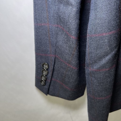 J Crew Ludlow Moon Worsted Wool Blazer Sport Coat Mens 44R Slim Navy Red Checks - Picture 15 of 15