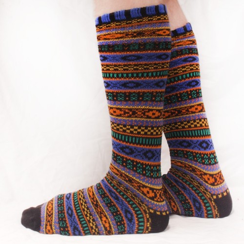 BambooMN Women's Colorful Patterned Socks - Long Over The Calf Stylish Cotton - Picture 23 of 37
