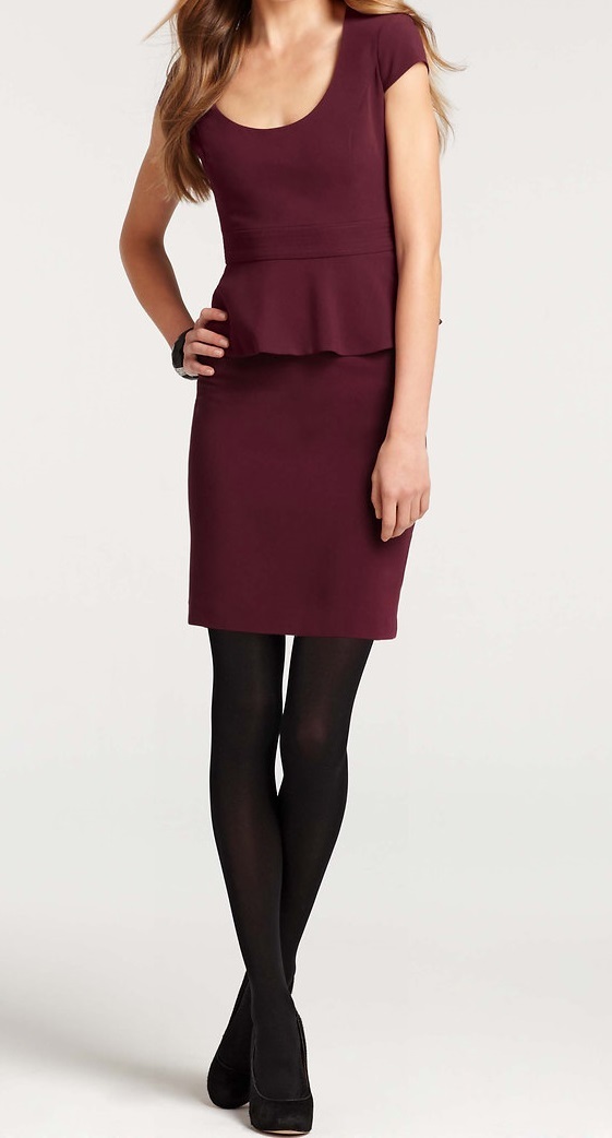 Ann Taylor Peplum Cap Sleeve Dress Size 0 Regular Port Color NWT | eBay