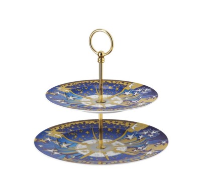 VERSACE   BY ROSENTHAL, GERMANY  ''INFINITE DRE '' ETAGERE, 2 TIERS (7-8 1/2 INCH)