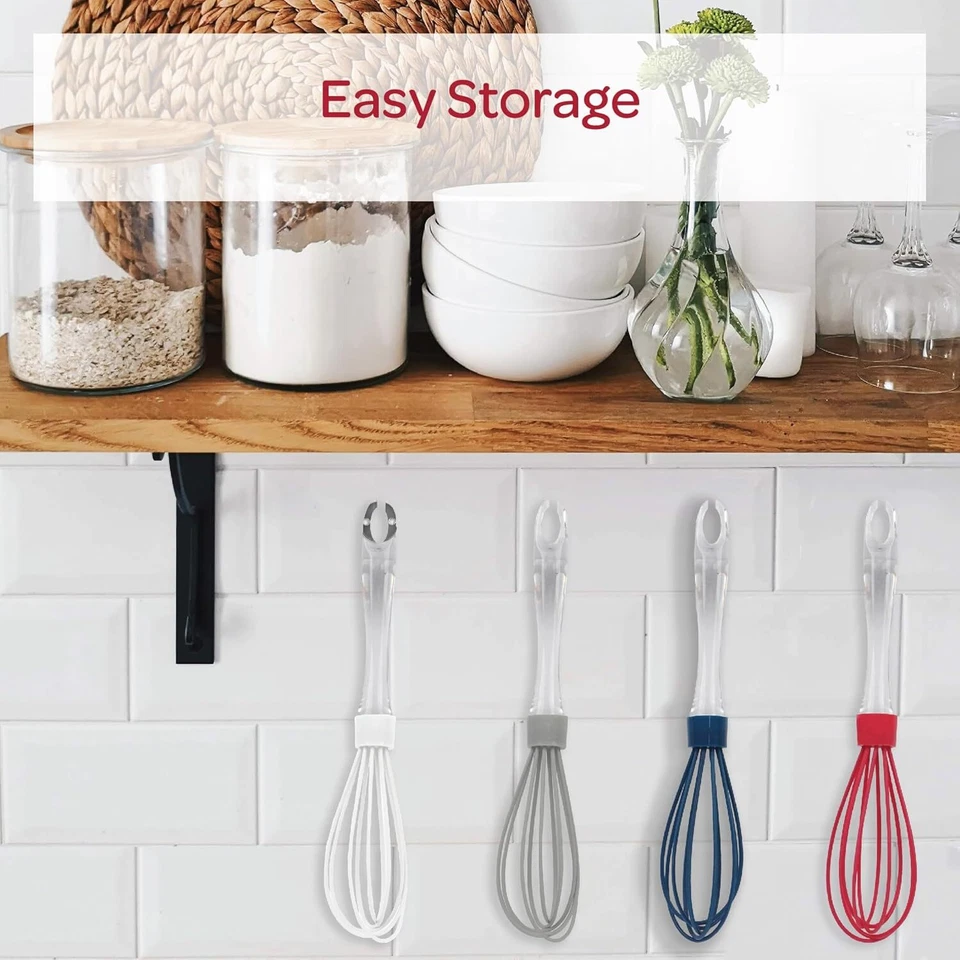 Batidores de silicona para cocinar, sin arañazos, mango de acrílico transparente, gancho colgante Foto 4 de 4