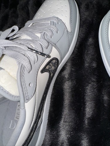 Dior x Air Jordan 1 Low Gray Grey Navy White Authentic Box 10.5 US 44.5 Beige - Picture 18 of 24