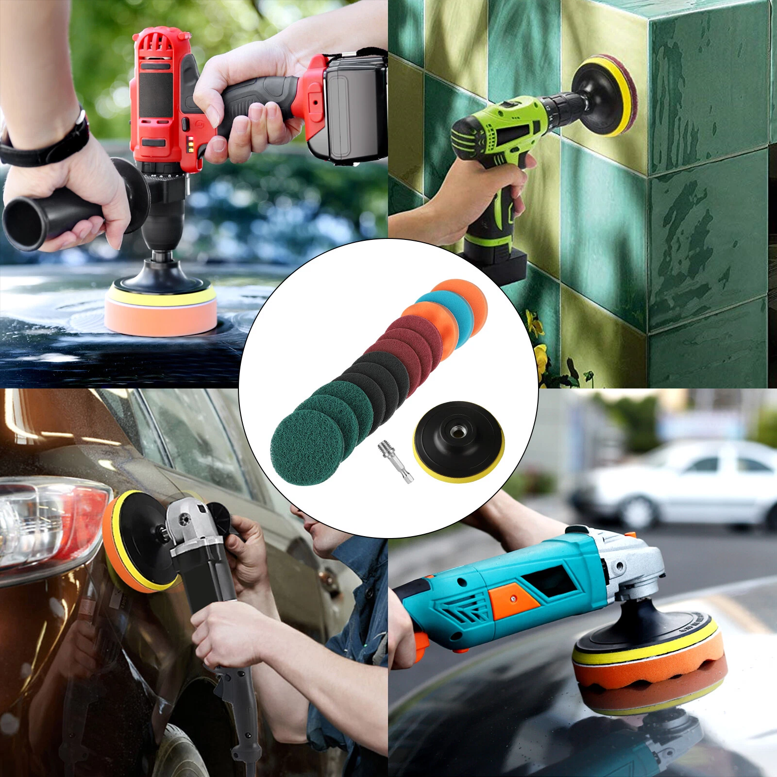 High Quality Car Buffing Pads Kit - 14pcs 4 Inch Polishing Sponge Waxing Foam