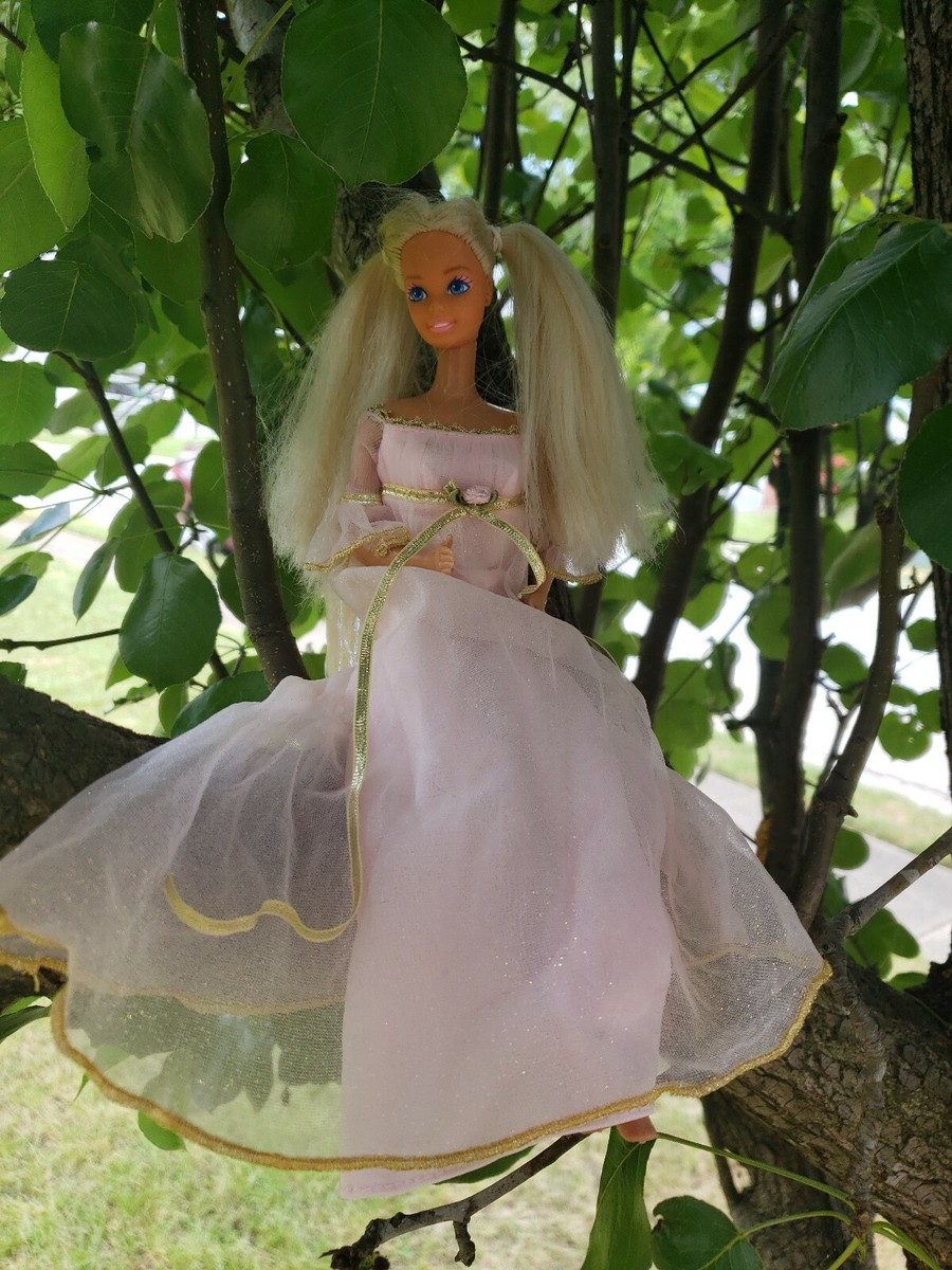 malibu barbie pink dress Malibu Barbie Scarf Sequin And Bead Dress  Charmingly Brunette
