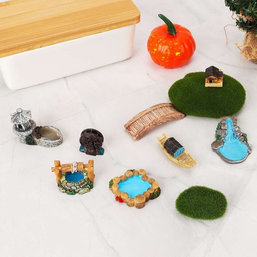 10Pcs Fairy Garden Ornament Gnome Accessory Slide Bridge Mini House Path Statue - Picture 11 of 12