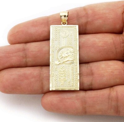 10k Yellow Gold Million Dollar Bill Banknote Money Diamond-Cut Pendant 
