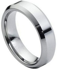 6mm Tungsten Carbide High Polish Beveled Edge Wedding Band Ring