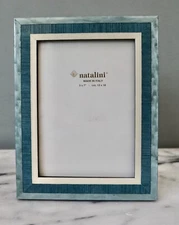 Natalini Italian Handmade 5"x7" Picture Frame Two Blues & White Inlays
