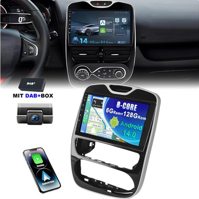 9'' Android 14 Autoradio Carplay GPS 4G Navi DAB DVR for Renault Clio 4 2013-2018