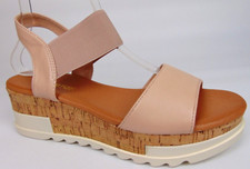 NEW Dream Pairs Reed-2 Platform Casual Sandals, Women's Size 8.5 Med Nude Strap