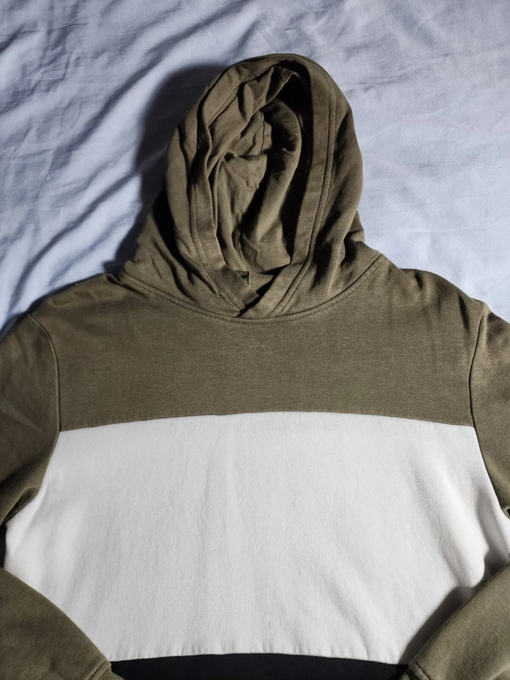 Sudadera con Capucha H&M Niños Talla 12-14Y Verde Blanco Azul Colorblock Calentador de Manos Foto 2 de 4