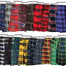 New Men's 5 Yard Scottish Kilts Tartan Kilt 13oz Highland Casual Kilt 6 Tartans