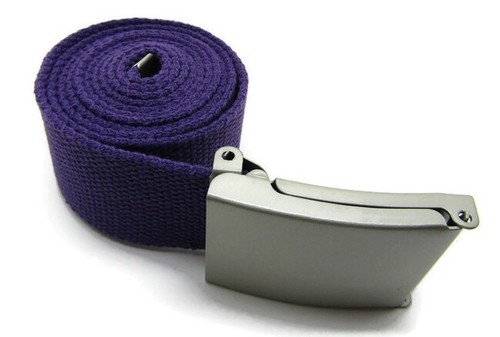 Unisex High Quality Canvas Fabric Webbing Belt Brushed Silver Buckle Army Style - Picture 43 of 275