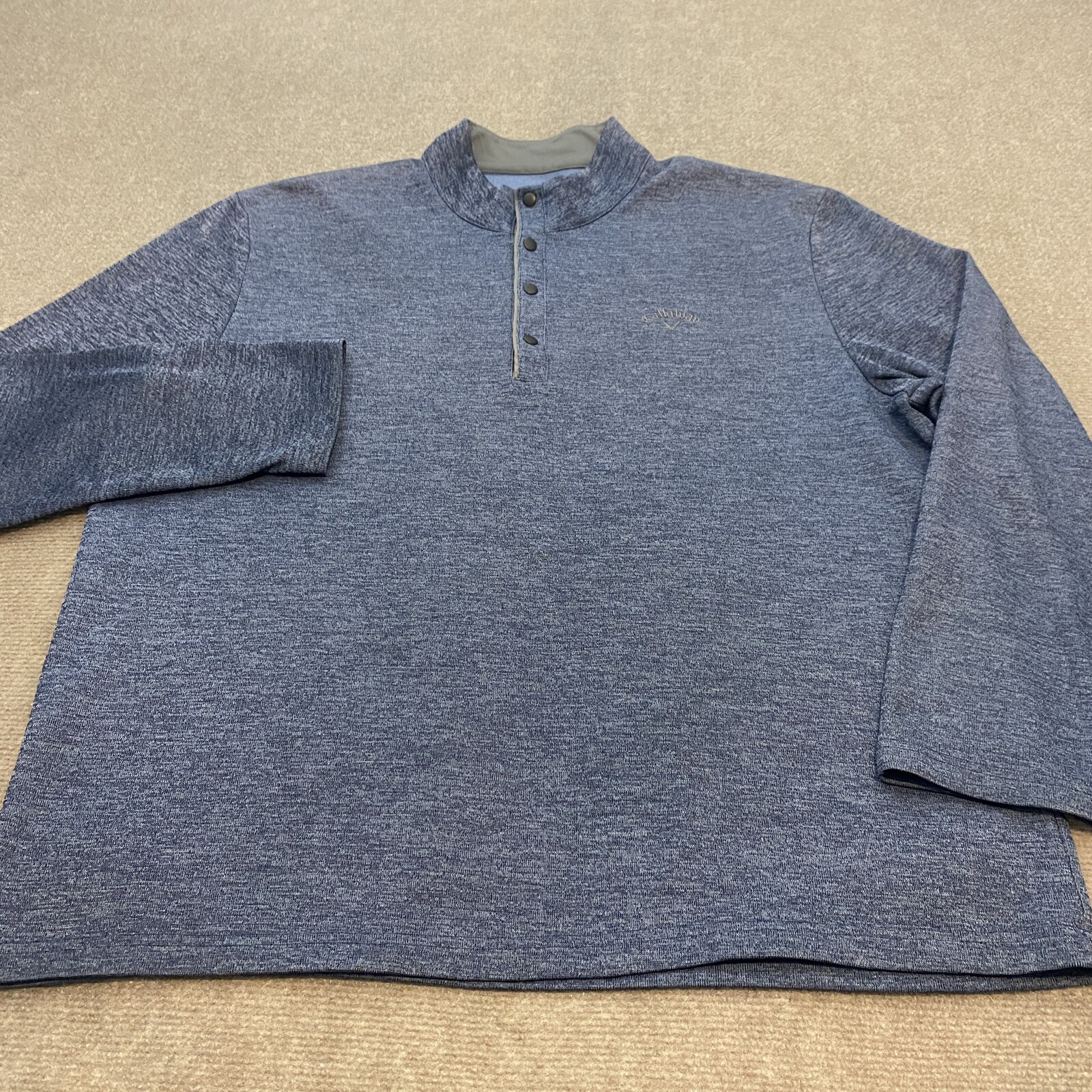 Callaway Sweater Mens XXL Blue Performance Stretch Pullover 1/4 Button Golf