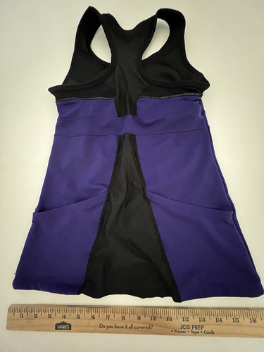 Athleta Tank Top Womens XXS Purple Black Built in Bra Sleeveless Cycling Shirt - Picture 8 of 12