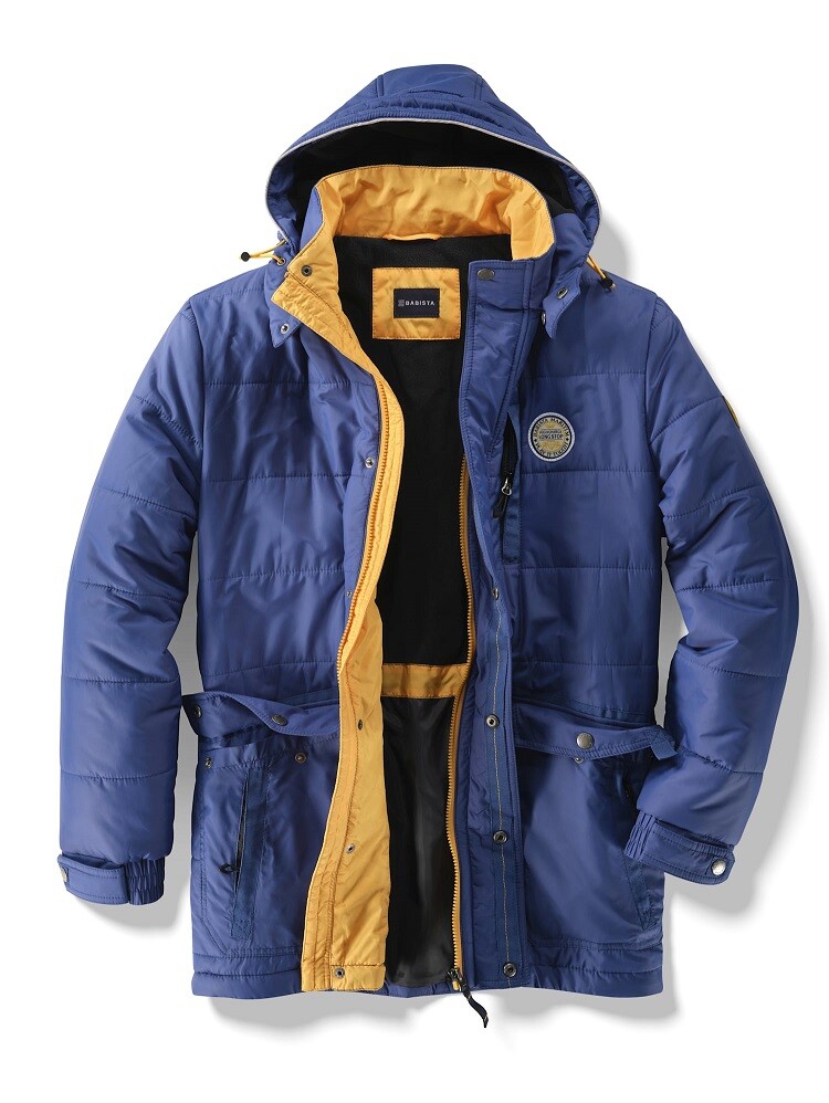 Longjacke Jacke Herrenjacke Winterjacke Parka Herren Kapuze blau 52 54