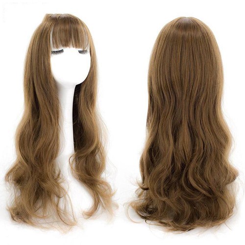 70cm Long Curly Hair Wig with Air Bangs Women Natural Fluffy Hair Wigs H8E5 - Picture 15 of 20