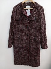 Lk Bennett Black, Red & White Tweed Coat Lined Size10 Florence Style Long
