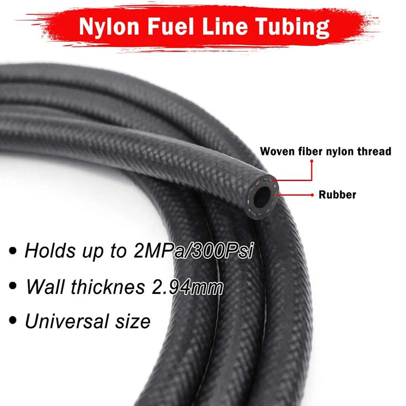 US 1/4''6mm 6FT Fuel Line Motorcycle Gasoline Filter Oil Pipe Tube Clamp Part - Image 3 of 4