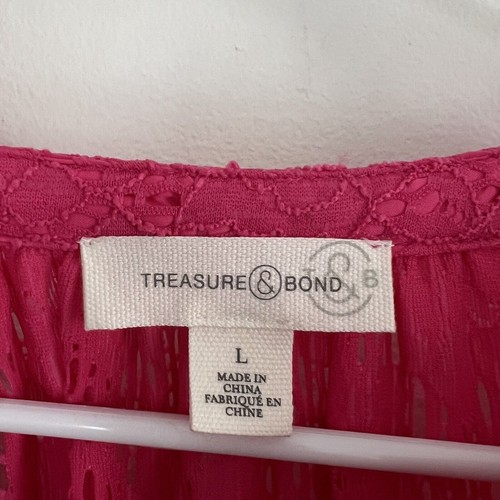Neu mit Etikett Treasure and Bond langärmliges rosa Rouge Spitze Midikleid mit Slip Größe Large - Bild 2 von 11