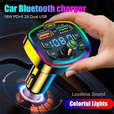 Wireless Bluetooth 5.0 FM Transmitter TYPE C Handsfree Radio Adapter USB Car MP3