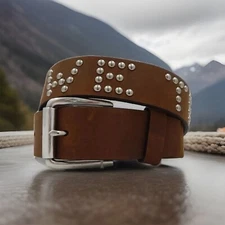 Brighton IN GOD WE TRUST Leather Belt   Size 34  NWT M70569