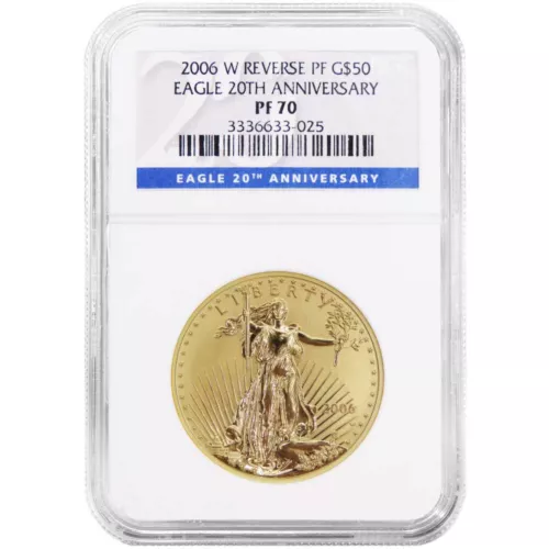2006-W $50 1-oz Reverse Proof American Gold Eagle 20th Anniversary Set NGC PF70