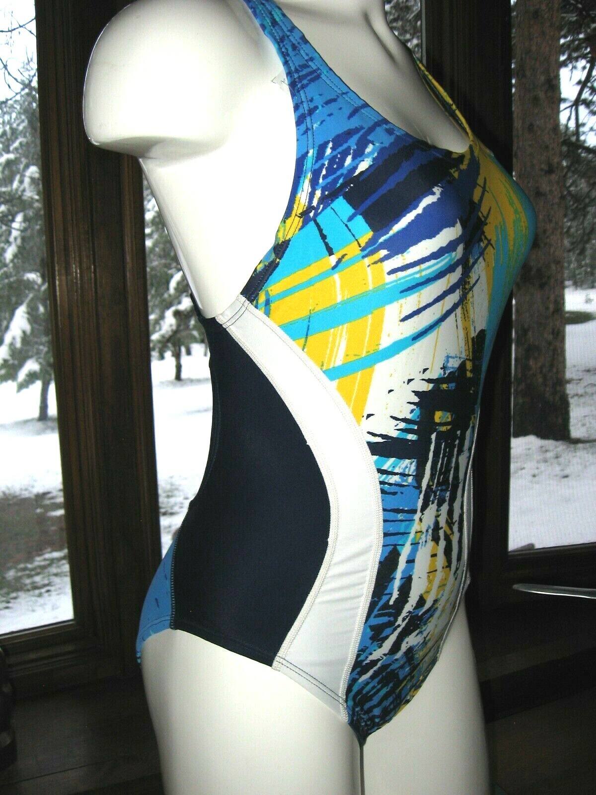 Nike One Piece Racer back Swimsuit Blue White Yellow … Gem