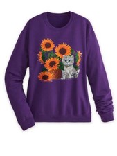 Pullover Fleece Sweatshirt Size S Kitten Cat Sunflowers Fall Jerzees NuBlend NWT
