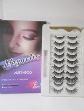 10 Pairs Magnetic False Eyelashes BLACK +Tweezer, EYELINER NOT INCLUDED