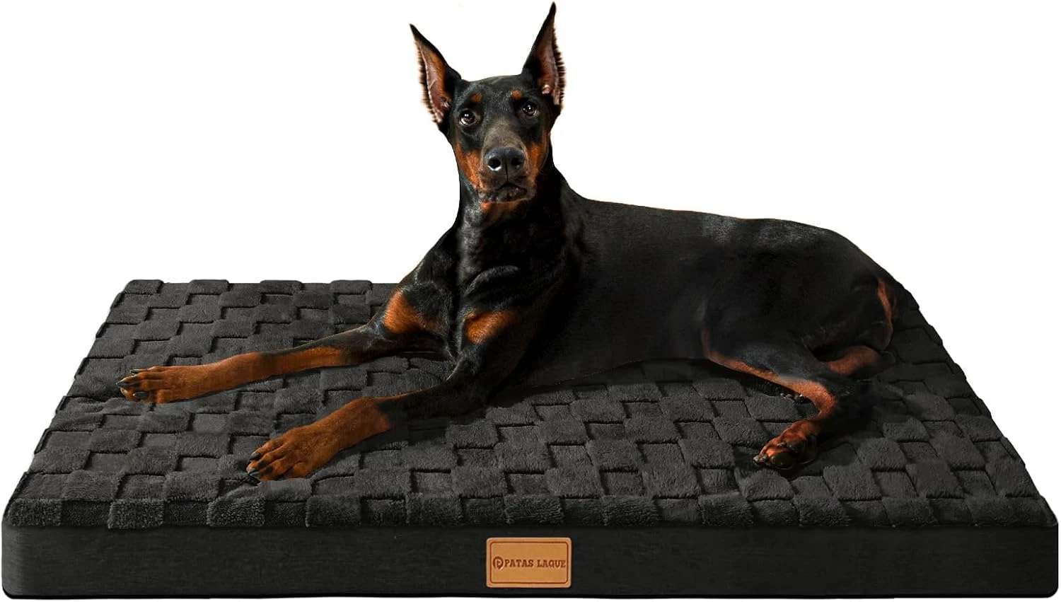 Orthopedic Dog Bed Large 36"x24" – Waterproof Foam Pet Mat w/ Cover, Black