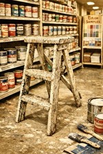 Wonderful Vintage Old Wooden Painters 2 Step stool Foot Stool Ladder