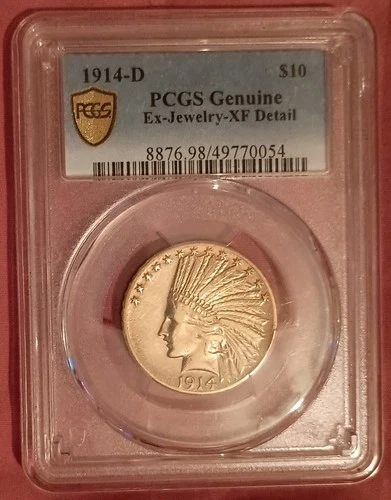 1914 $10 Gold Indian Head PCGS AU55 Nice Original Coin NO RESERVE!