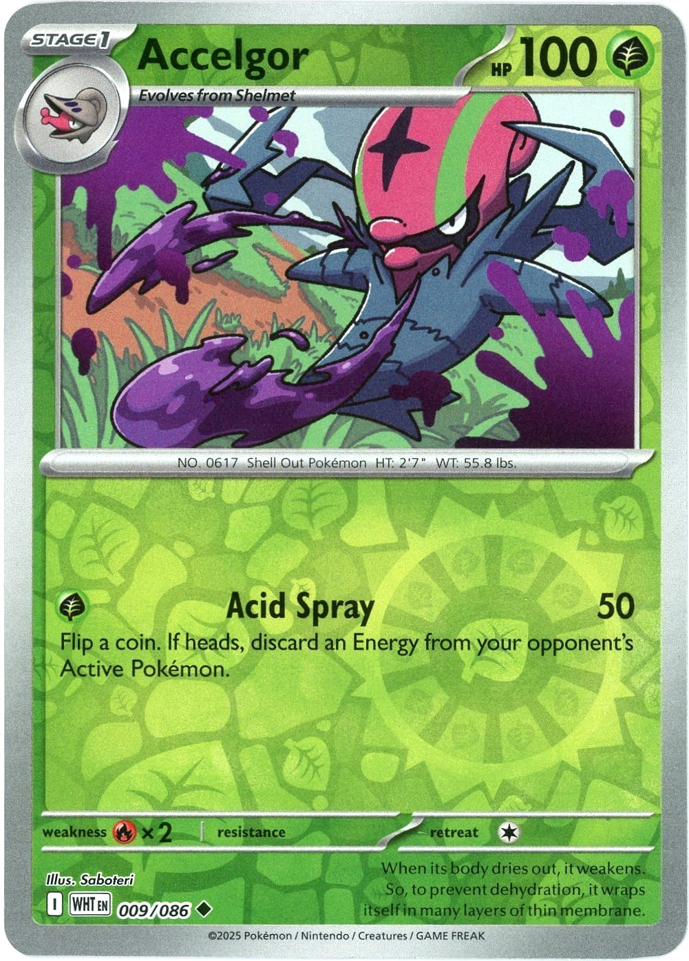 Accelgor (Reverse Holo) - 009/086 - White Flare - NM/M - Pokemon