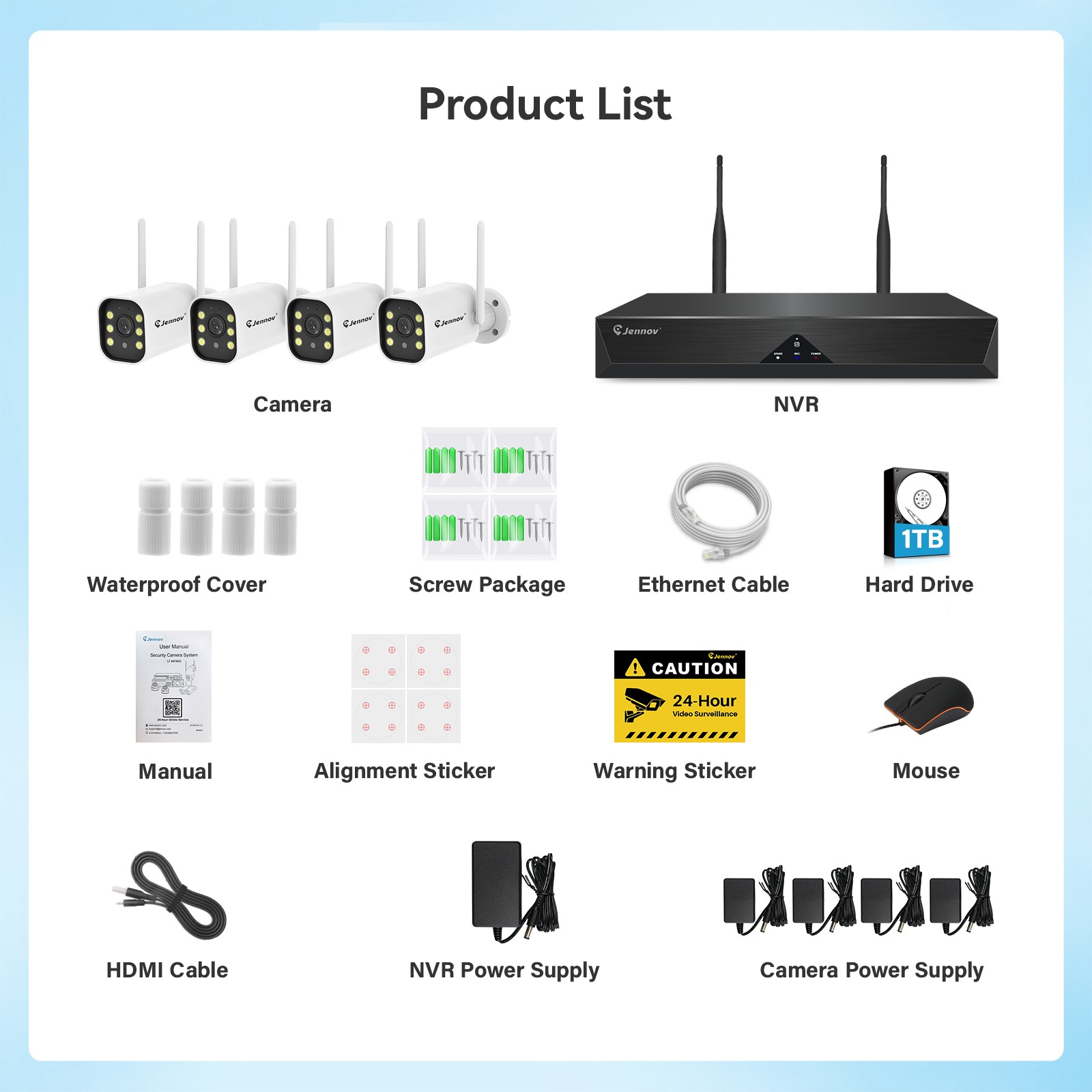 Wireless Home Security Camera System Outdoor with 10CH WiFi 24/7 Recording NVR