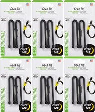 Nite Ize 2-Pack Gear Tie Reusable Rubber Twist Tie, 6" - Black 6-Pack 
