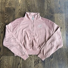 Nike Air Womens Cropped 1/4 Zip Sweatshirt S Dusty Orange Fleece Pullover Gym