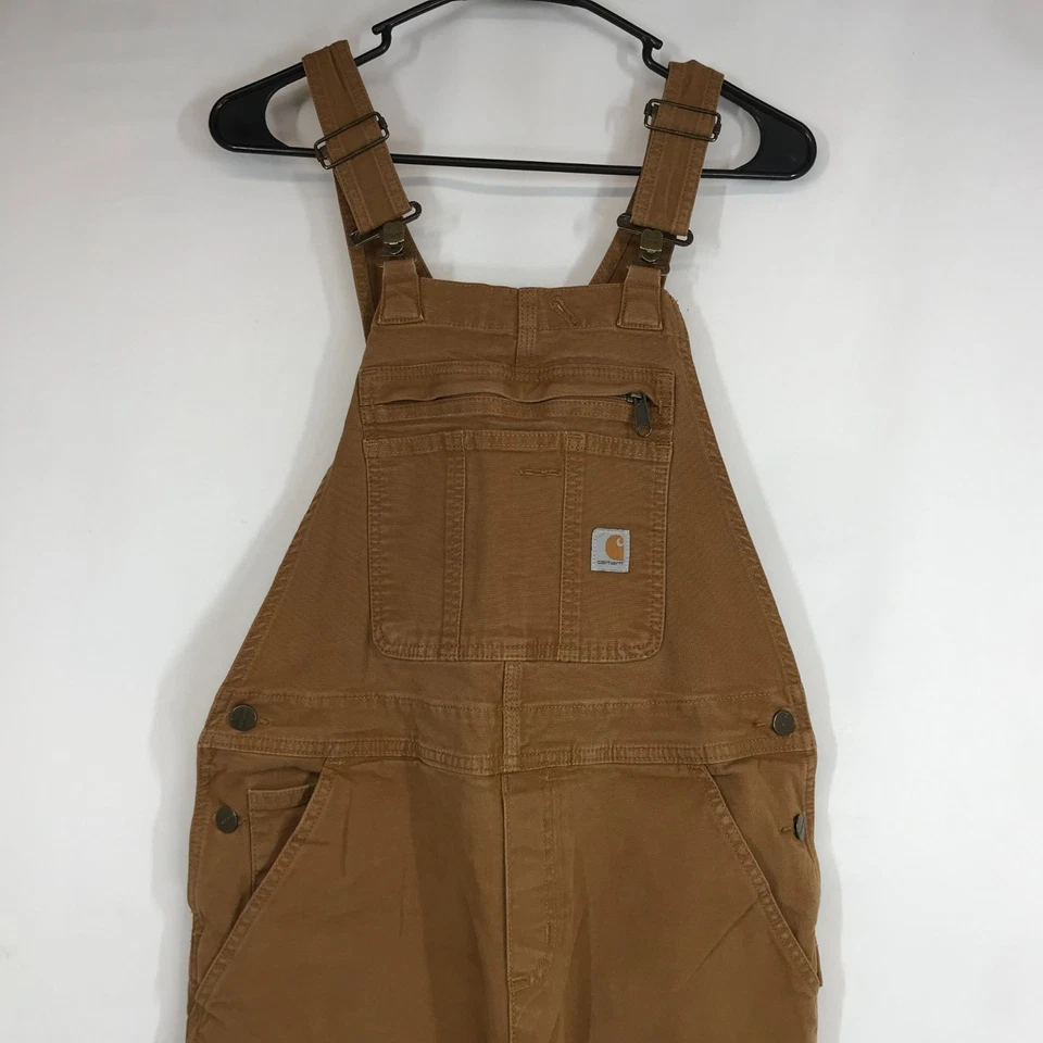 CARHARTT - WOMEN'S SMALL 4-6 - BROWN COTTON BLEND UTILITY OVERALLS 102438 - Image 2 of 4