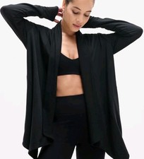 Athleta Pranayama Wrap Women's Sz L Cardigen Thumbhole Open Yoga Casual Black