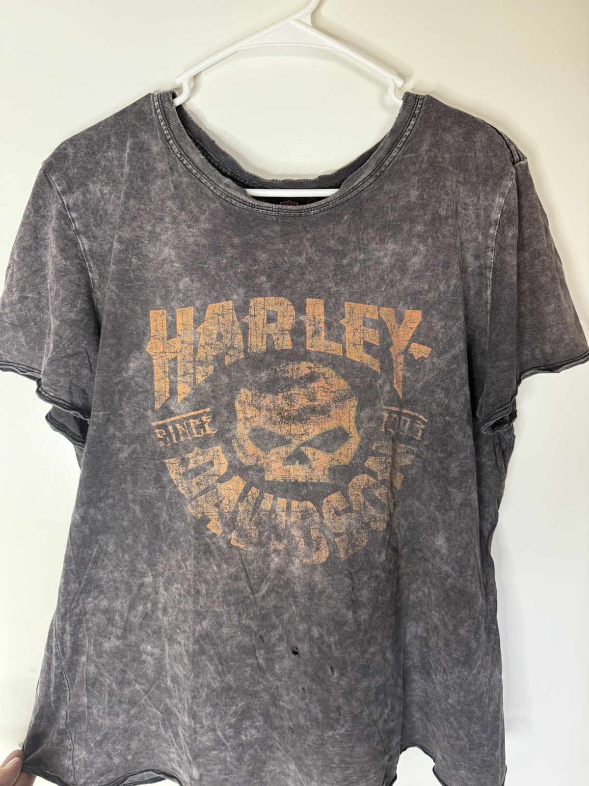 Harley Davidson Women’s Short Sleeve Gray Tee Logo Skull Las Vegas 2XL T-shirt