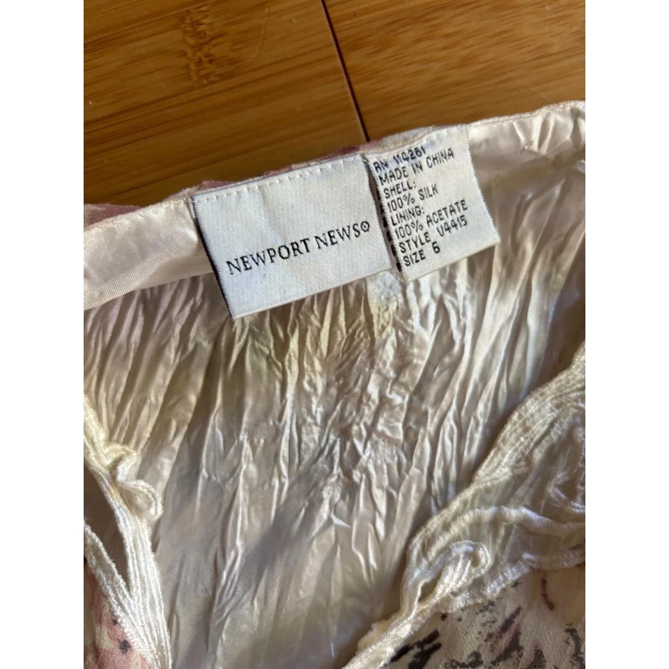 Maxi Vestido Newport News Para Mujer Talla 6 Floral Seda Volantes Cuello en V Sin Mangas Foto 2 de 4