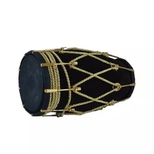 Handmade Black Velvet Dholak Classic Indian Percussion Instrument